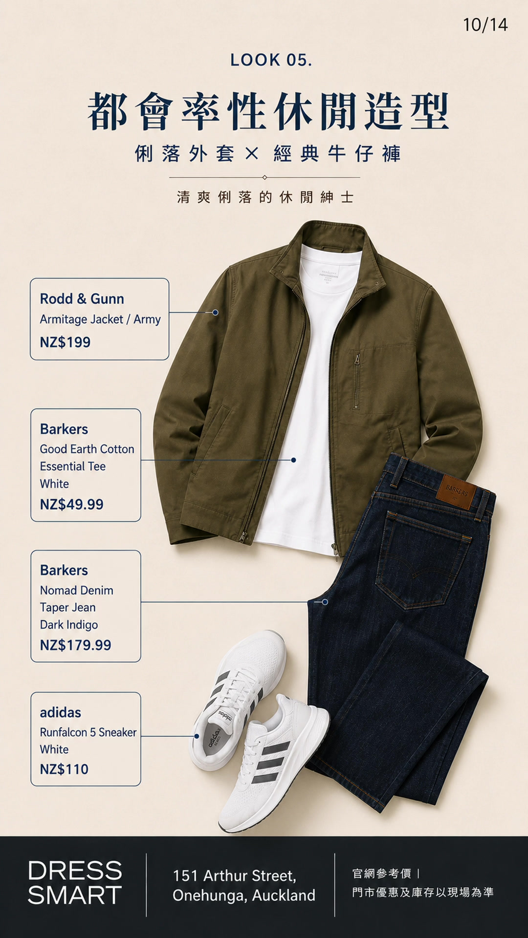 Olive Jacket + White T-shirt + Dark Jeans — product page